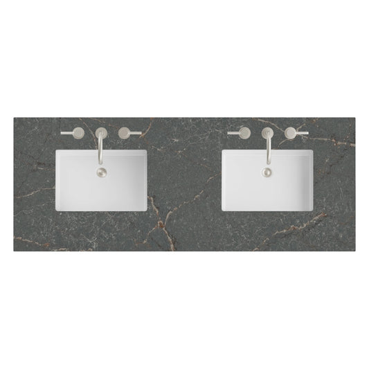 60" Double Top, 3 CM Parisien Bleu Silestone w/ Sink