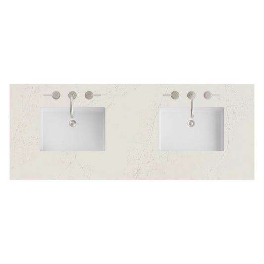 60" Double Top, 3CM Siberian Silestone w/ Sink
