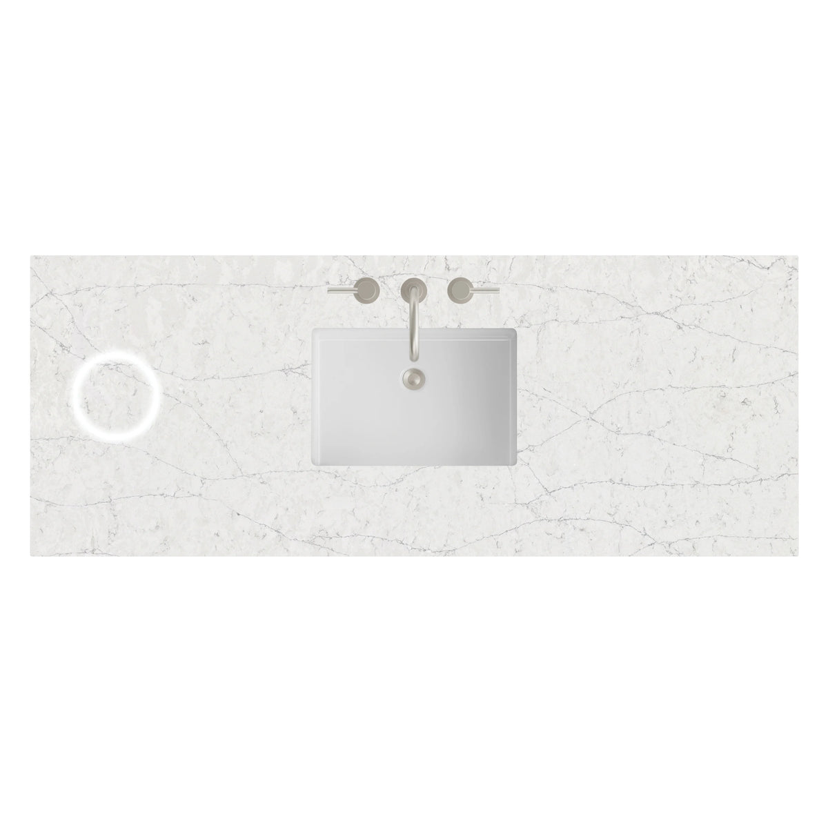 60" Single Top, 3 CM Eternal Jasmine Pearl Silestone w/ Sink & FreePower Wireless Charger