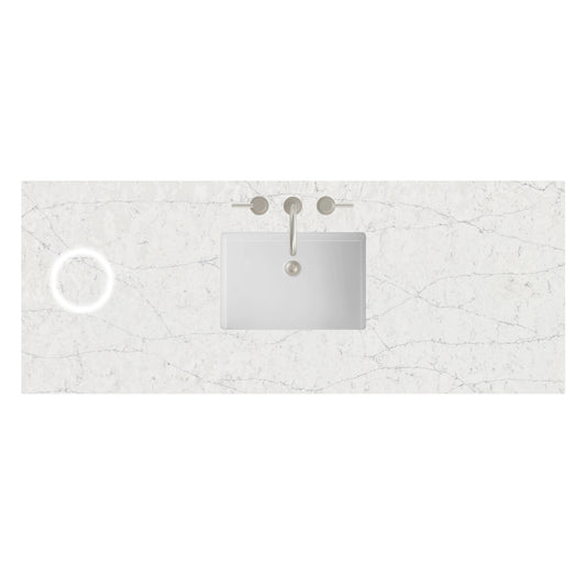 60" Single Top, 3 CM Eternal Jasmine Pearl Silestone w/ Sink & FreePower Wireless Charger