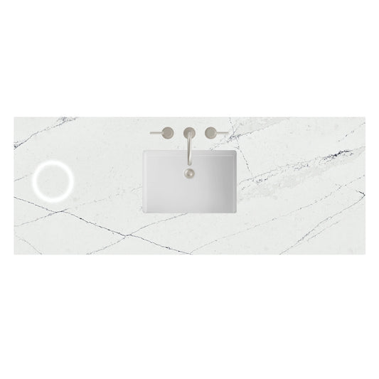 60" Single Top, 3 CM Ethereal Noctis Silestone w/ Sink & FreePower Wireless Charger