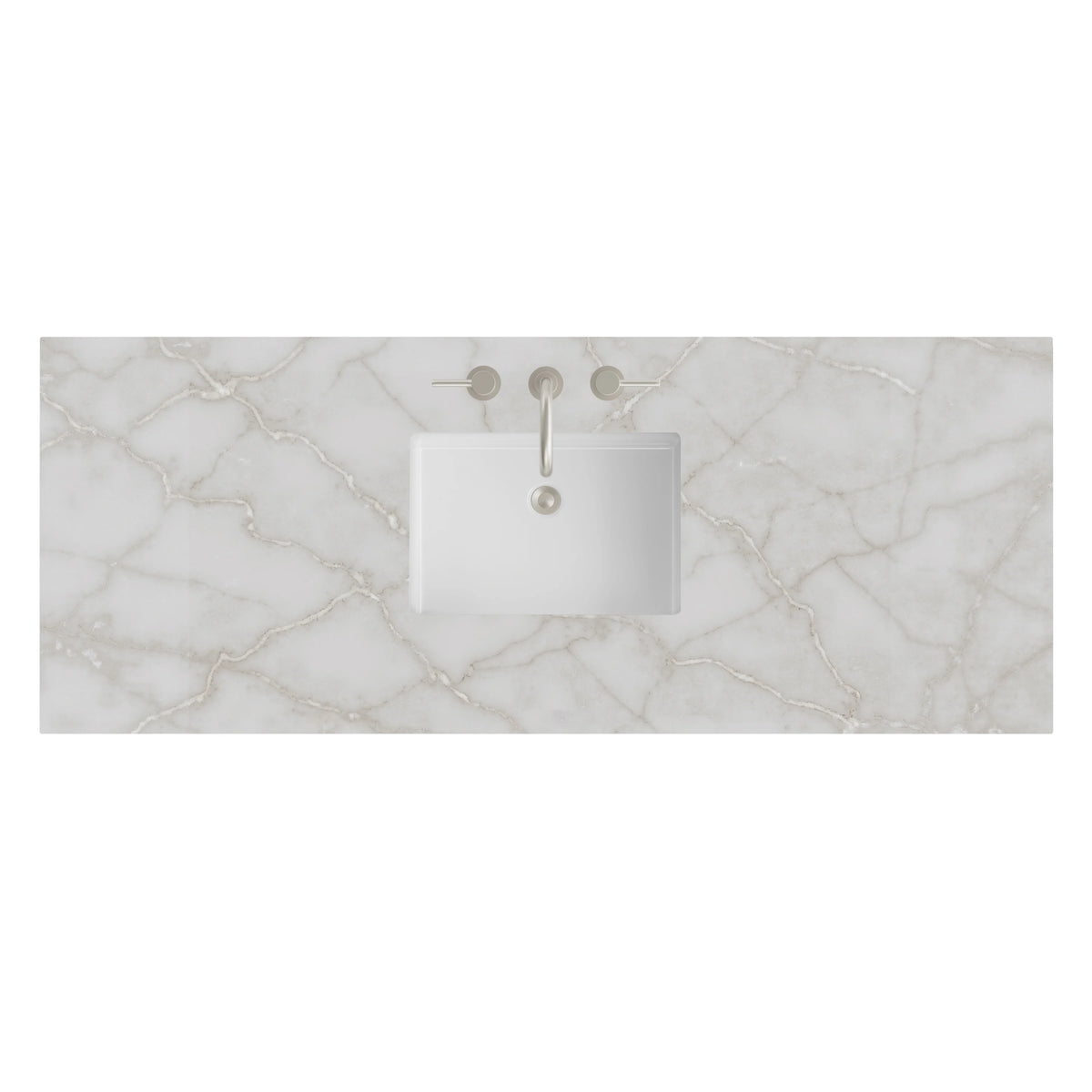 60" Single Top, 3 CM Victorian Silver Silestone w/ Sink