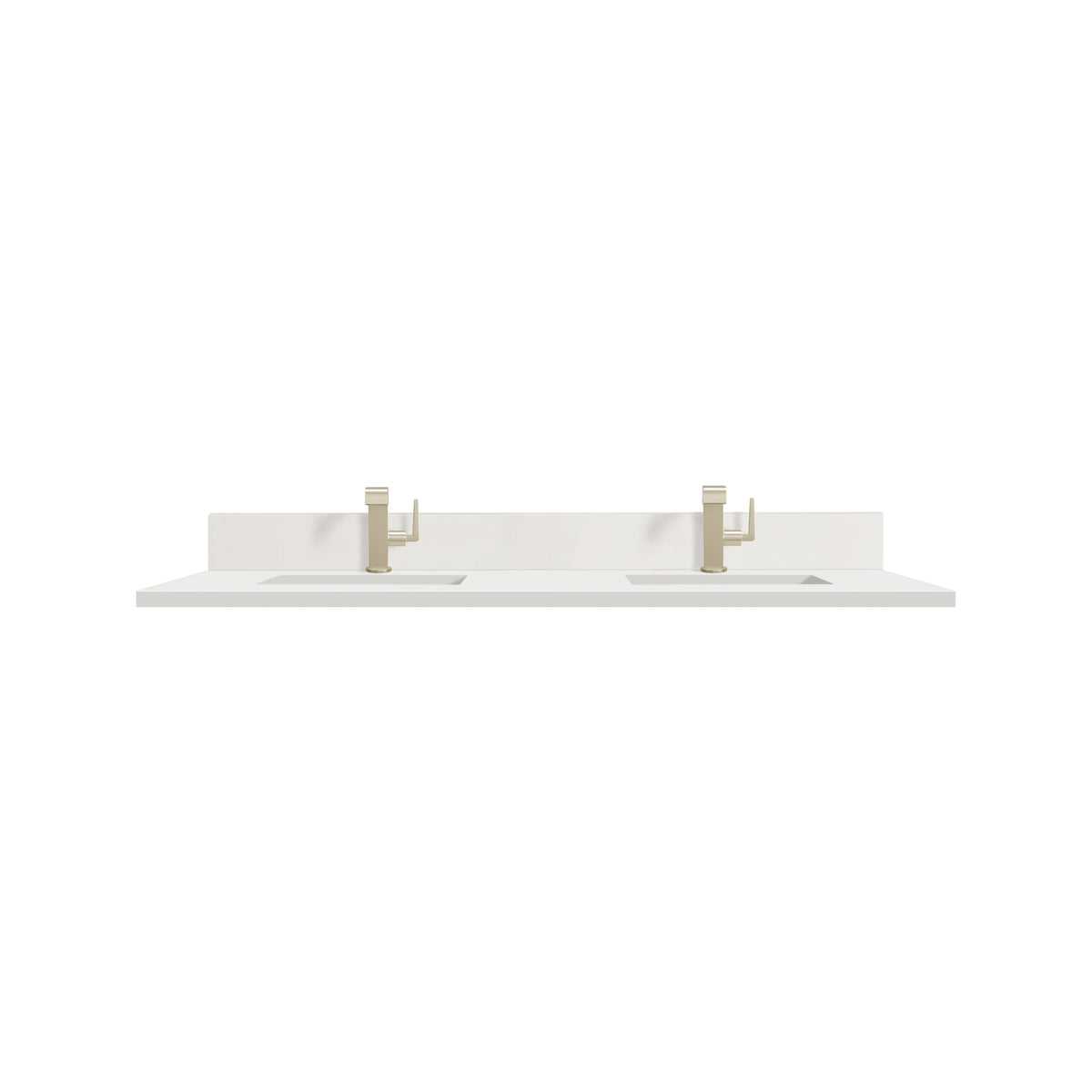 60" Double Top, Single-Hole, 3 CM White Zeus Silestone w/ Backsplash & Sink