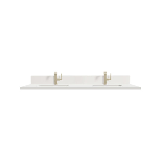 60" Double Top, Single-Hole, 3 CM White Zeus Silestone w/ Backsplash & Sink