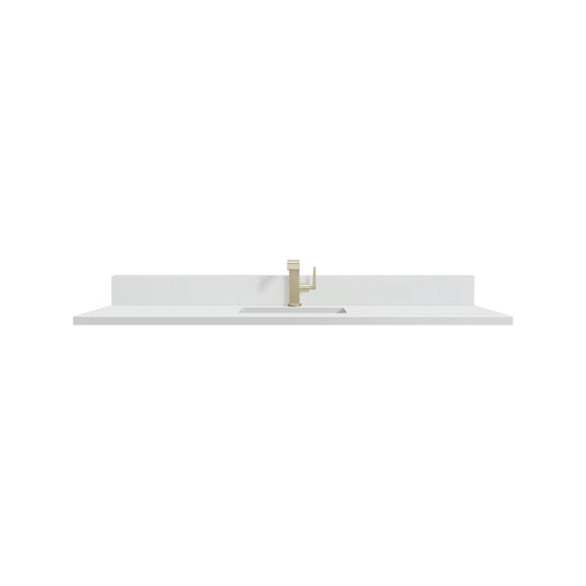 60" Single Top, Single-Hole, 3 CM White Zeus Silestone w/ Backsplash & Sink