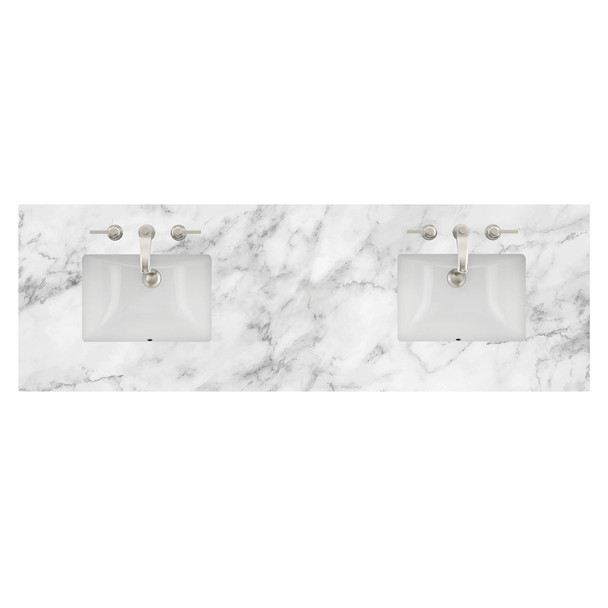 72" Double 3 CM Top, Carrara White w/ Sink