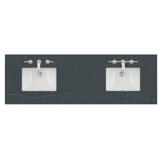 72" Double Top, 3CM Charcoal Soapstone Silestone w/ Sink