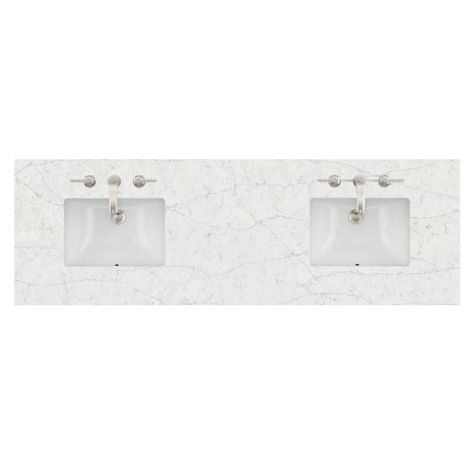 72" Double Top, 3 CM Eternal Jasmine Pearl Quartz w/ Sink