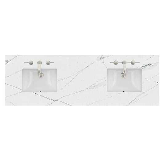 72" Double Top, 3 CM Ethereal Noctis Quartz w/ Sink