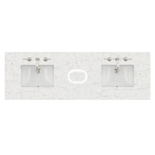 72" Double Top, 3 CM Eternal Jasmine Pearl Silestone w/ Sink & FreePower Wireless Charger (040)