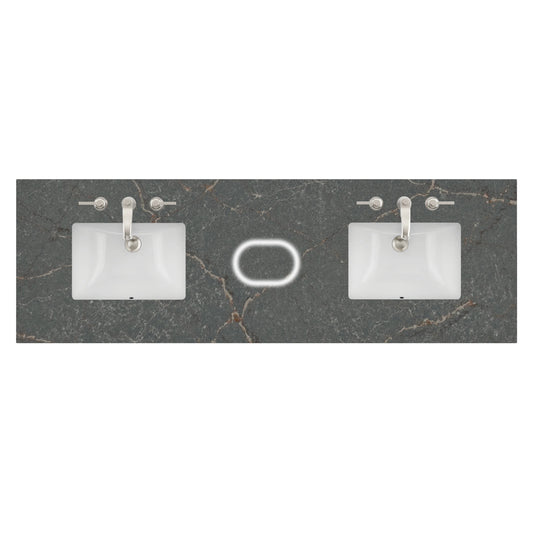 72" Double Top, 3 CM Parisien Bleu Silestone w/ Sink & FreePower Wireless Charger (040)