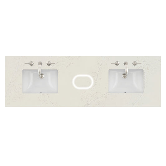 72" Double Top, 3CM Siberian Silestone w/ Sink & FreePower Wireless Charger
