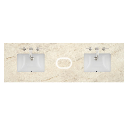 72" Double Top, 3CM Tajnar Eclos w/ Sink & FreePower Wireless Charger