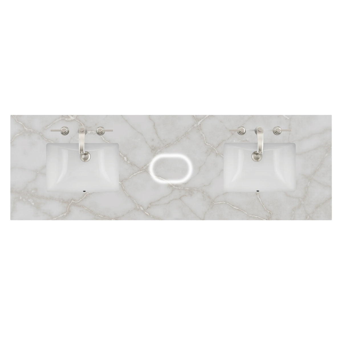 72" Double Top, 3 CM Victorian Silver Silestone w/ Sink & FreePower Wireless Charger (040)