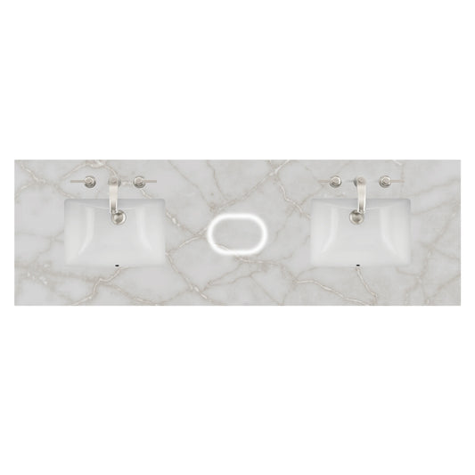 72" Double Top, 3 CM Victorian Silver Silestone w/ Sink & FreePower Wireless Charger (040)