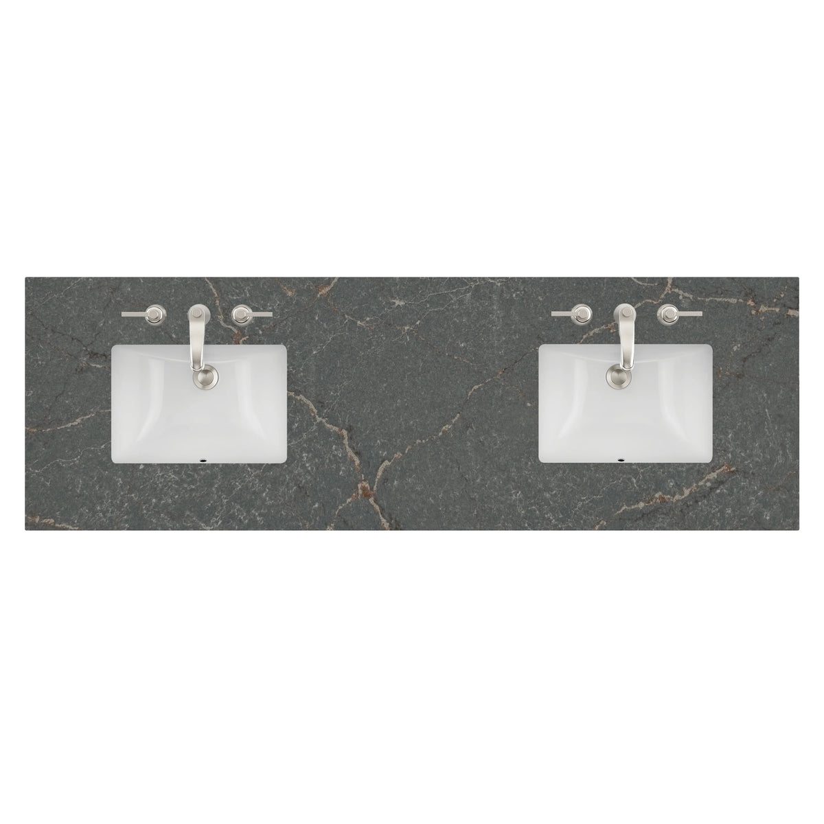 72" Double Top, 3 CM Parisien Bleu Quartz w/ Sink
