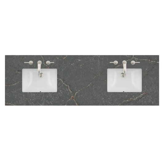 72" Double Top, 3 CM Parisien Bleu Quartz w/ Sink