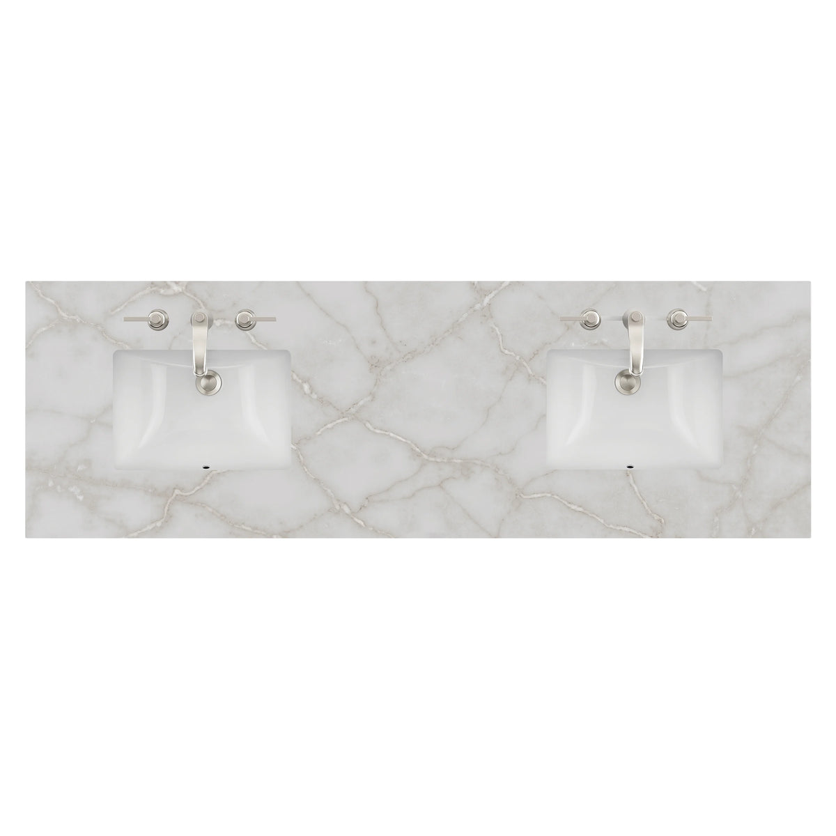 72" Double Top, 3 CM Victorian Silver Quartz w/ Sink