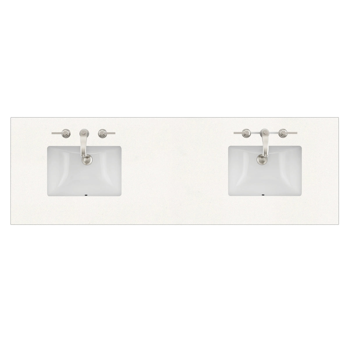 72" Double Top, 3 CM White Zeus Quartz w/ Sink