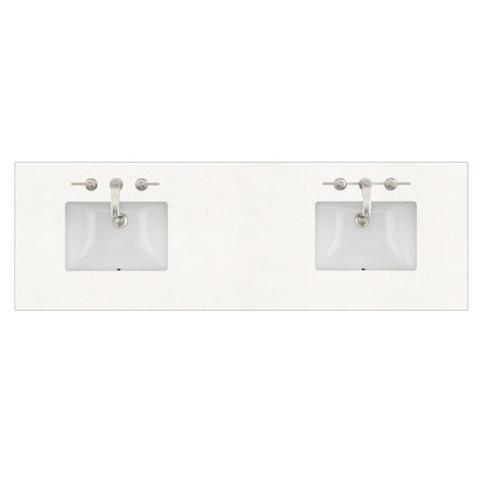 72" Double Top, 3 CM White Zeus Quartz w/ Sink