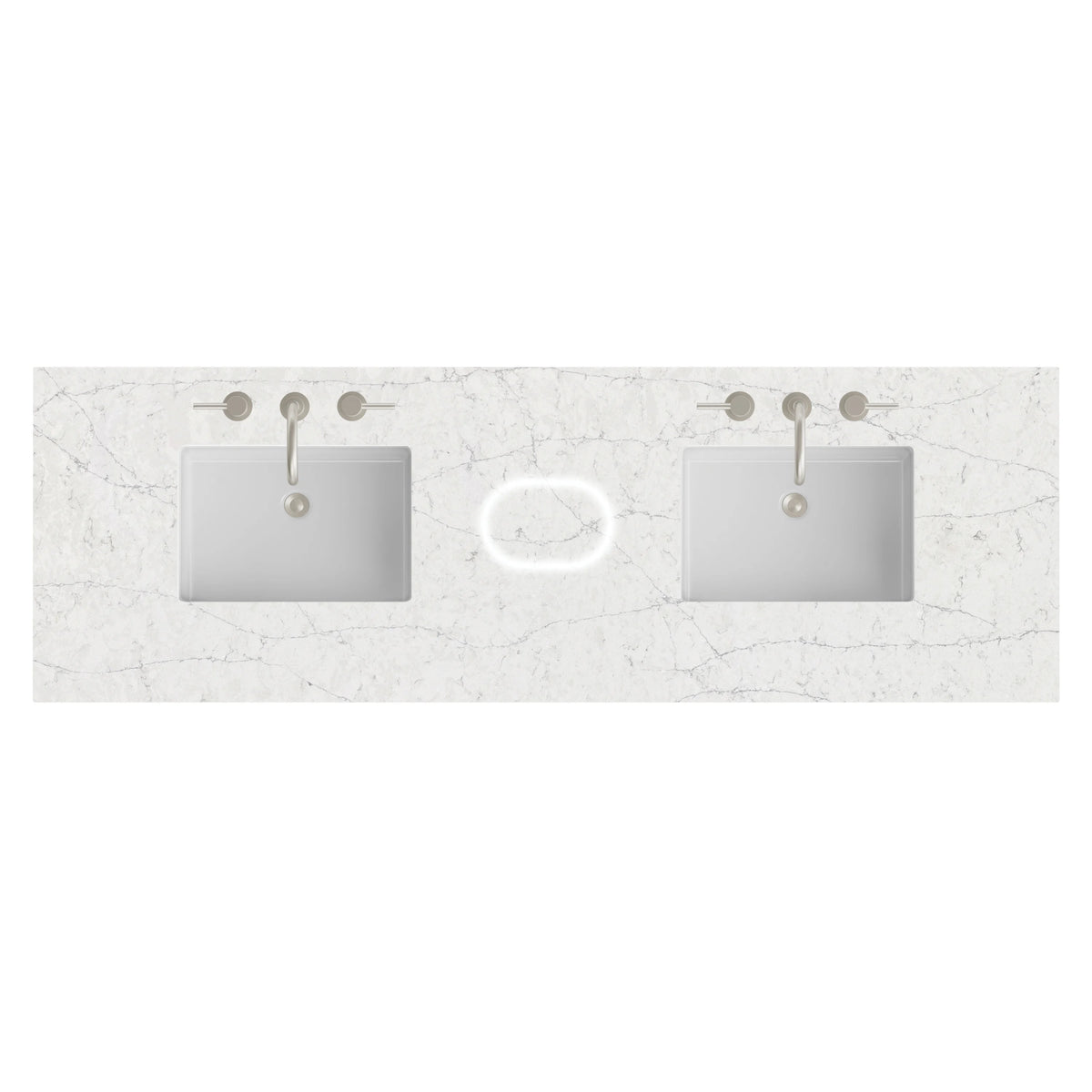 72" Double Top, 3 CM Eternal Jasmine Pearl Silestone w/ Sink & FreePower Wireless Charger