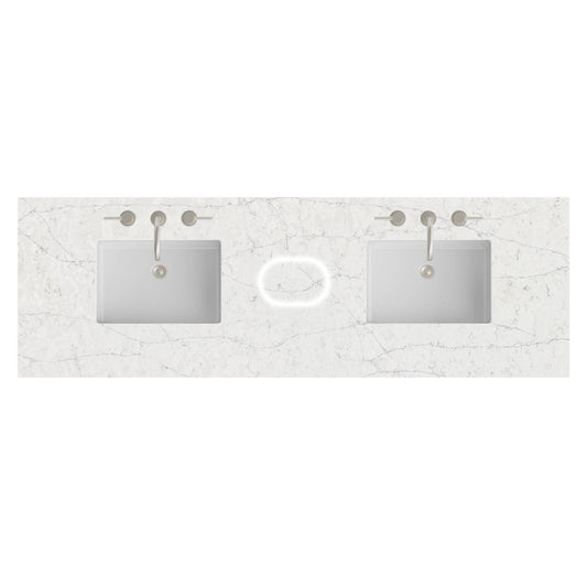 72" Double Top, 3 CM Eternal Jasmine Pearl Silestone w/ Sink & FreePower Wireless Charger