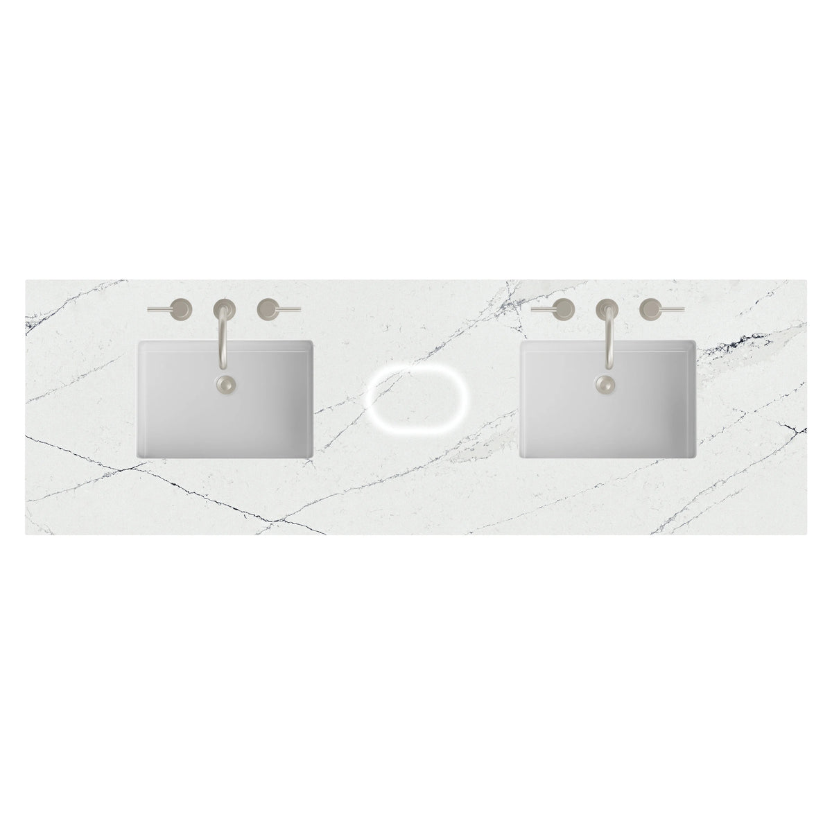 72" Double Top, 3 CM Ethereal Noctis Silestone w/ Sink & FreePower Wireless Charger