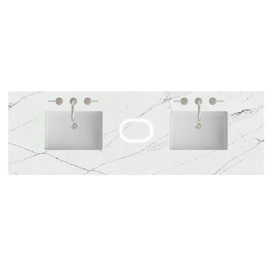 72" Double Top, 3 CM Ethereal Noctis Silestone w/ Sink & FreePower Wireless Charger