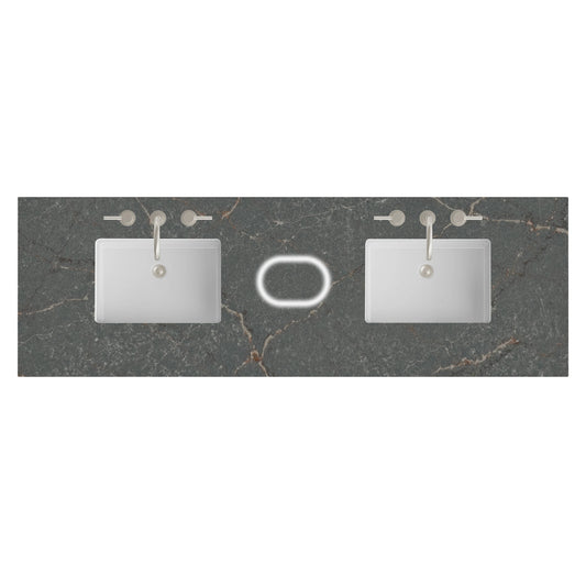 72" Double Top, 3 CM Parisien Bleu Silestone w/ Sink & FreePower Wireless Charger