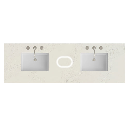 72" Double Top, 3CM Siberian Silestone w/ Sink & FreePower Wireless Charger