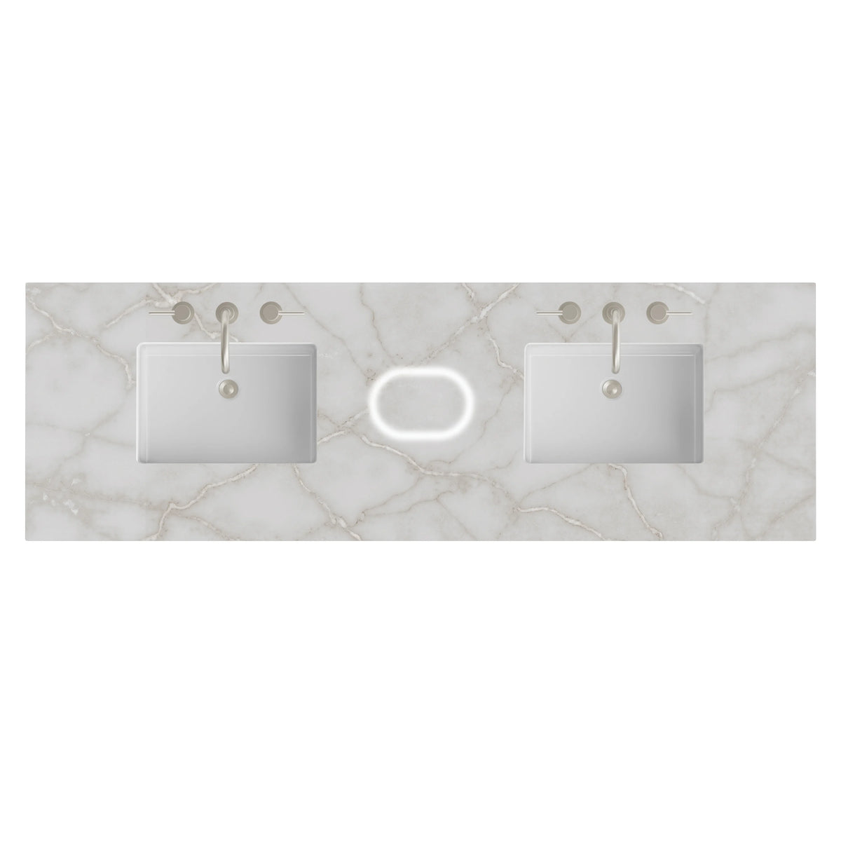 72" Double Top, 3 CM Victorian Silver Silestone w/ Sink & FreePower Wireless Charger