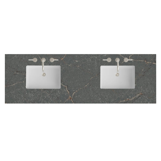 72" Double Top, 3 CM Parisien Bleu Silestone w/ Sink