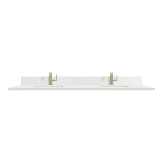 72" Double Top, Single-Hole, 3 CM White Zeus Silestone w/ Backsplash & Sink