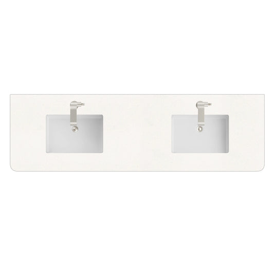 72" Single Radius Cut Top, 3 CM White Zeus Silestone w/ Sink