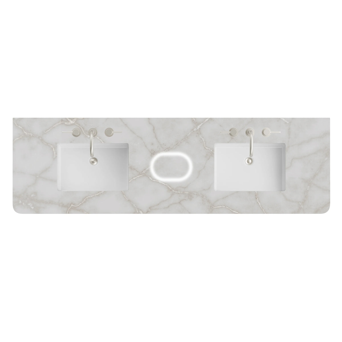 72" Single Radius Cut Top, 3 CM Victorian Silver Silestone w/ Sink & FreePower Wireless Charger