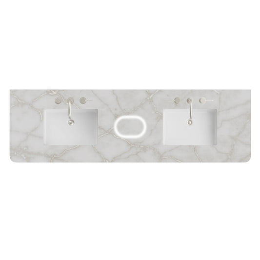 72" Single Radius Cut Top, 3 CM Victorian Silver Silestone w/ Sink & FreePower Wireless Charger