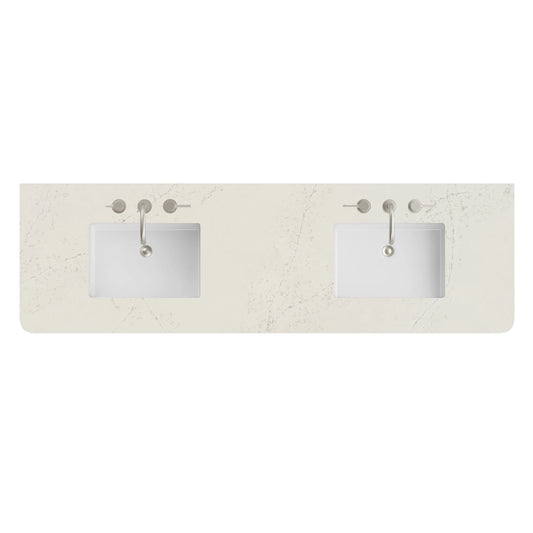 72" Double Radius Cut Top, Widespread 3CM Siberian Silestone w/ Sink