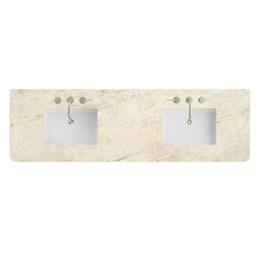 72" Double Radius Cut Top, Widespread 3CM Tajnar Eclos w/ Sink