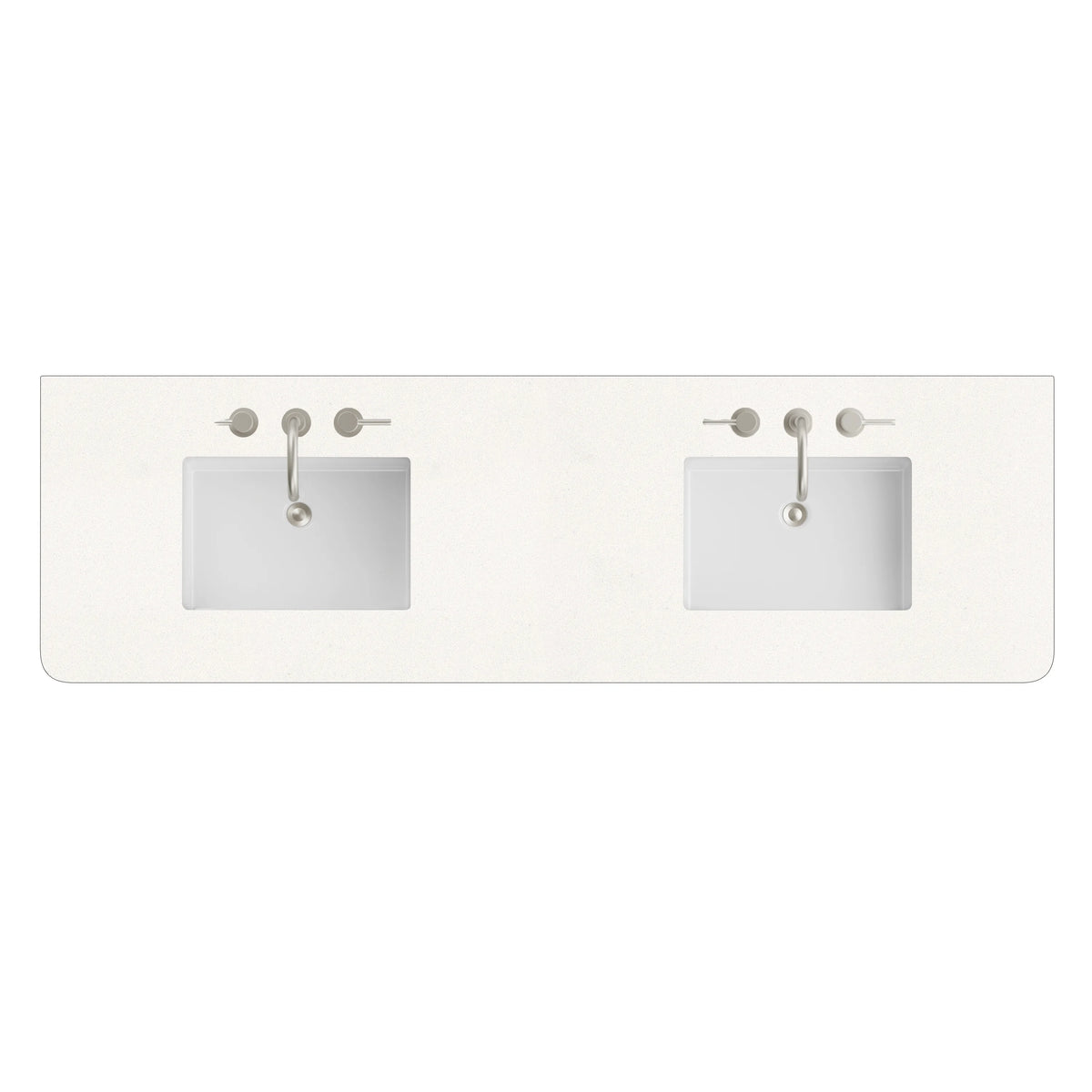 72" Single Radius Cut Widespread, 3 CM White Zeus Silestone w/ Sink