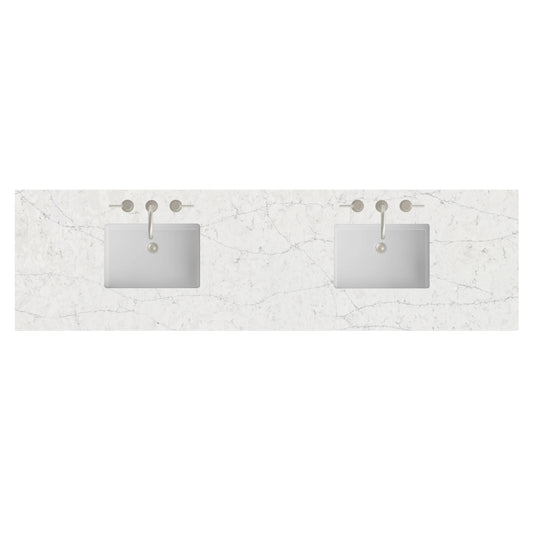 84" Double Top, 3CM Eternal Jasmine Pearl Silestone w/ Sink