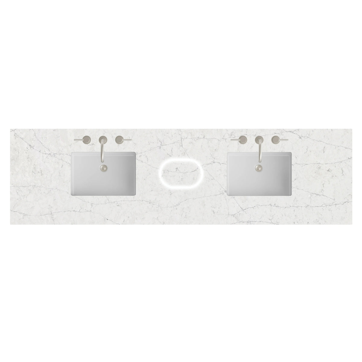 84" Double Top, 3CM Eternal Jasmine Pearl Silestone w/ Sink & FreePower Wireless Charger
