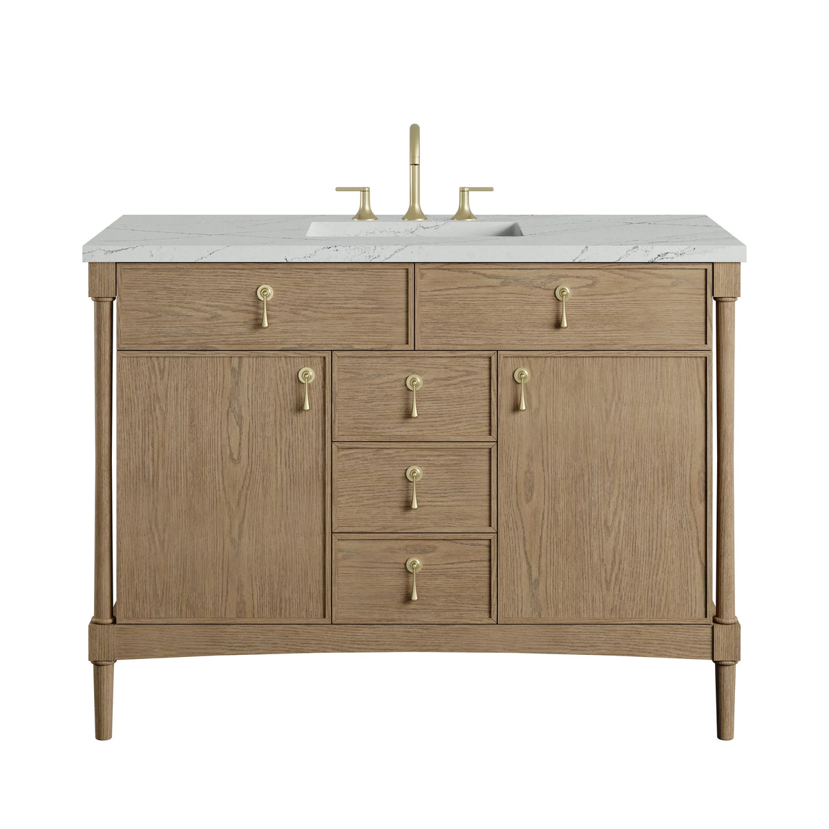 Kinnsden 48" Single Vanity, Weathered Oak w/ 3 CM Ethereal Noctis Silestone Top