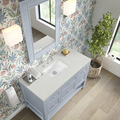Renovate for Less Atlanta Breckenridge 48" Single Vanity, Serenity Blue, w/ 3 CM Lime Delight Quartz Top
