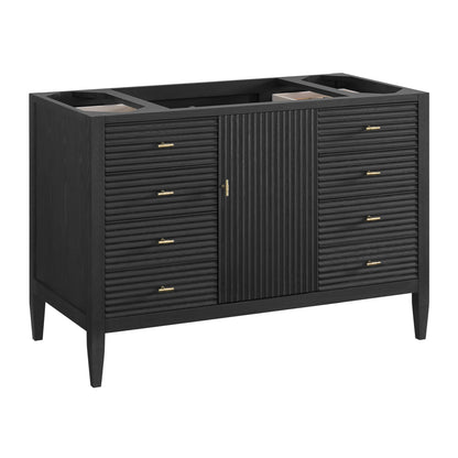 Myrrin 48" Single Vanity, Carbon Oak w/ 3 CM Carrara White Marble Top