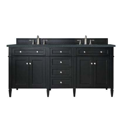 Brittany 72" Double Vanity, Black Onyx w/ 3 CM Charcoal Soapstone Silestone Top