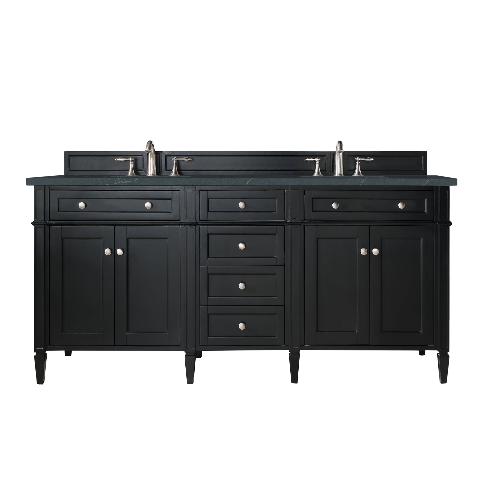 Renovate for Less Atlanta Brittany 72" Double Vanity, Black Onyx w/ 3 CM Charcoal Soapstone Silestone Top