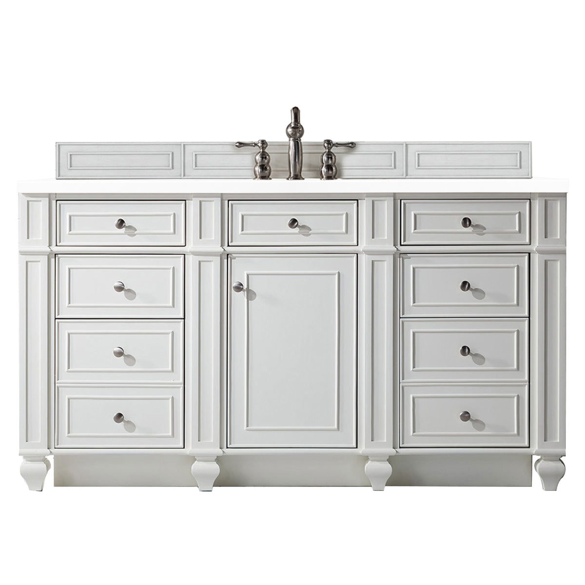 Bristol 60" Single Vanity, Bright White w/ 3 CM White Zeus Silestone Top