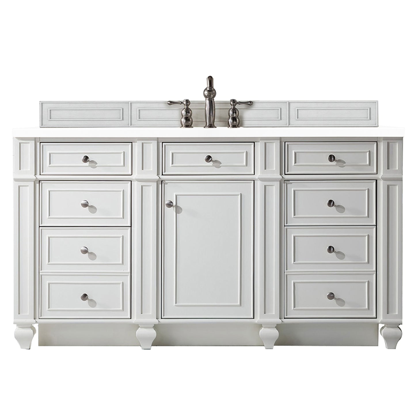 Renovate for Less Atlanta Bristol 60" Single Vanity, Bright White w/ 3 CM White Zeus Silestone Top