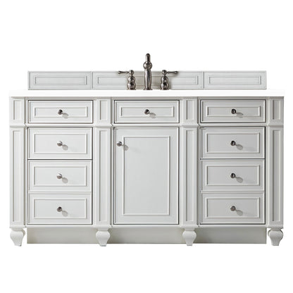 Renovate for Less Atlanta Bristol 60" Single Vanity, Bright White w/ 3 CM White Zeus Silestone Top