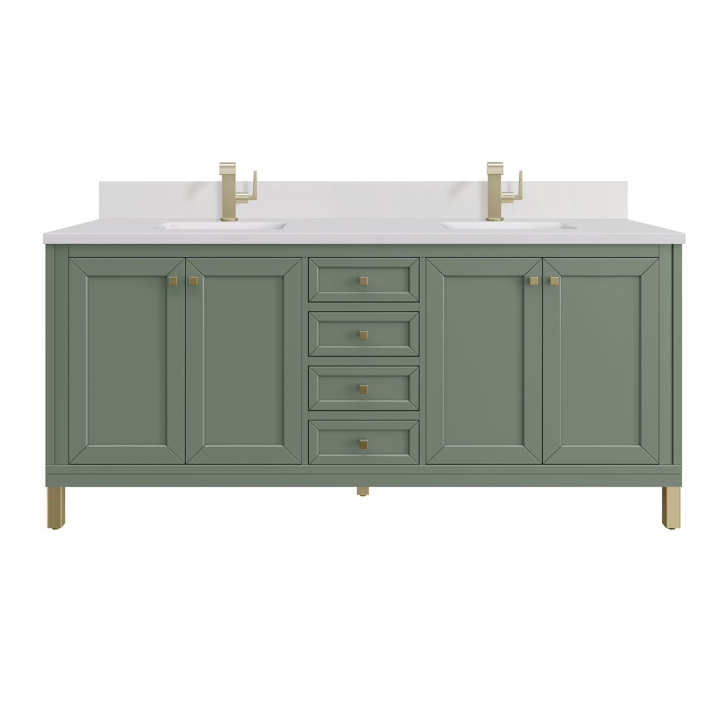 Renovate for Less Atlanta Chicago 72" Double Vanity, Smokey Celadon, w/ Single Hole 3CM White Zeus Silestone® Top & Backsplash
